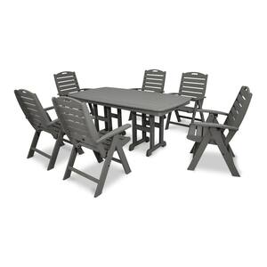 Yacht Club Stepping Stone 7-Piece Highback Plastic Rectangle Outdoor Dining Set