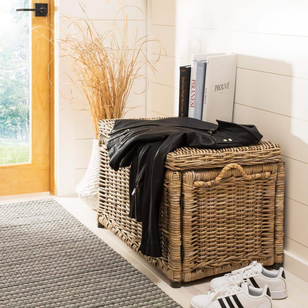 Jacob Natural Wicker Handwoven Storage Trunk, 30"