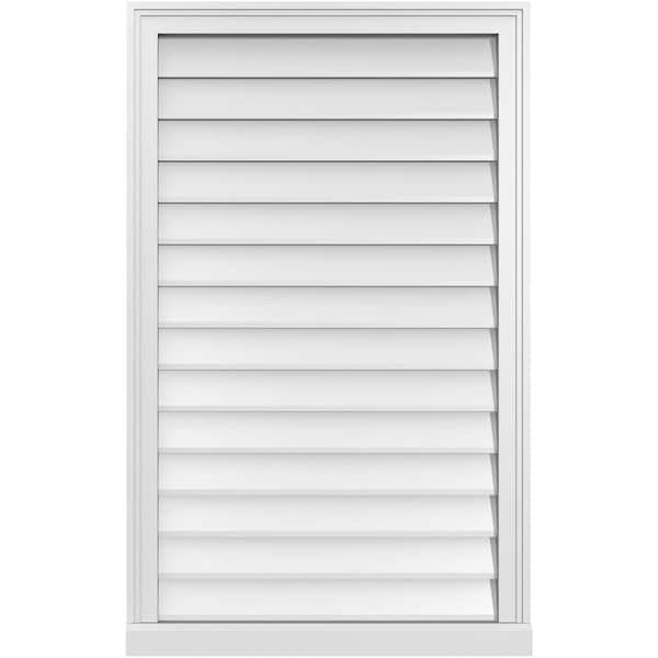 Ekena Millwork 26 in. x 42 in. Vertical Surface Mount PVC Gable Vent: Decorative with Brickmould Sill Frame