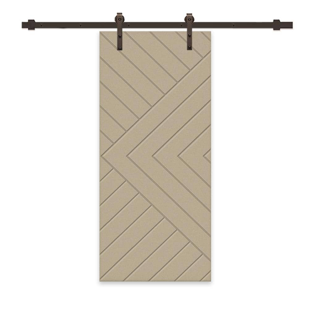 Chevron Arrow 42 in. x 84 in. Fully Assembled Unfinished MDF Modern Sliding Barn Door with Hardware Kit price history on PriceWatchPro