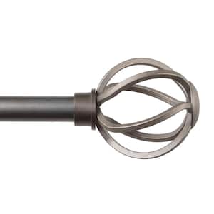 Cage 28 in. - 48 in. Adjustable Single Curtain Rod 5/8 in. Diameter in Pewter Gray with Openwork Finials