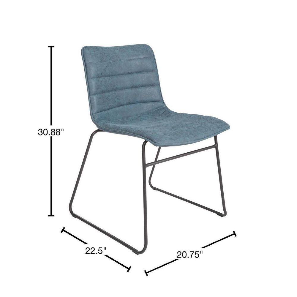 Navy Faux Leather Metal Frame Stackable Armless Chair