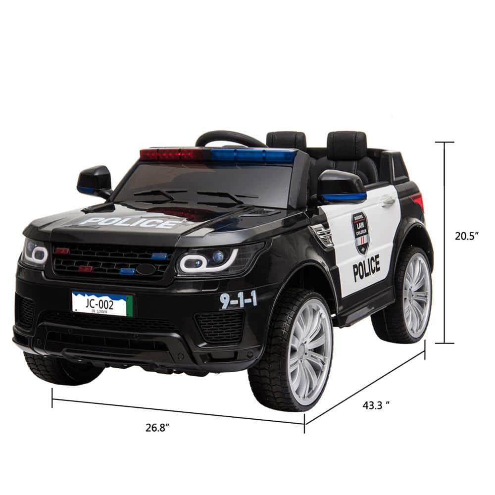 12V Black Police SUV Ride-On Car with Remote Control