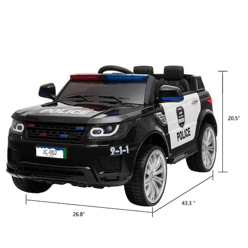 Kids Ride On Car Police Car Double Drive Rechargeable 12-Volt
