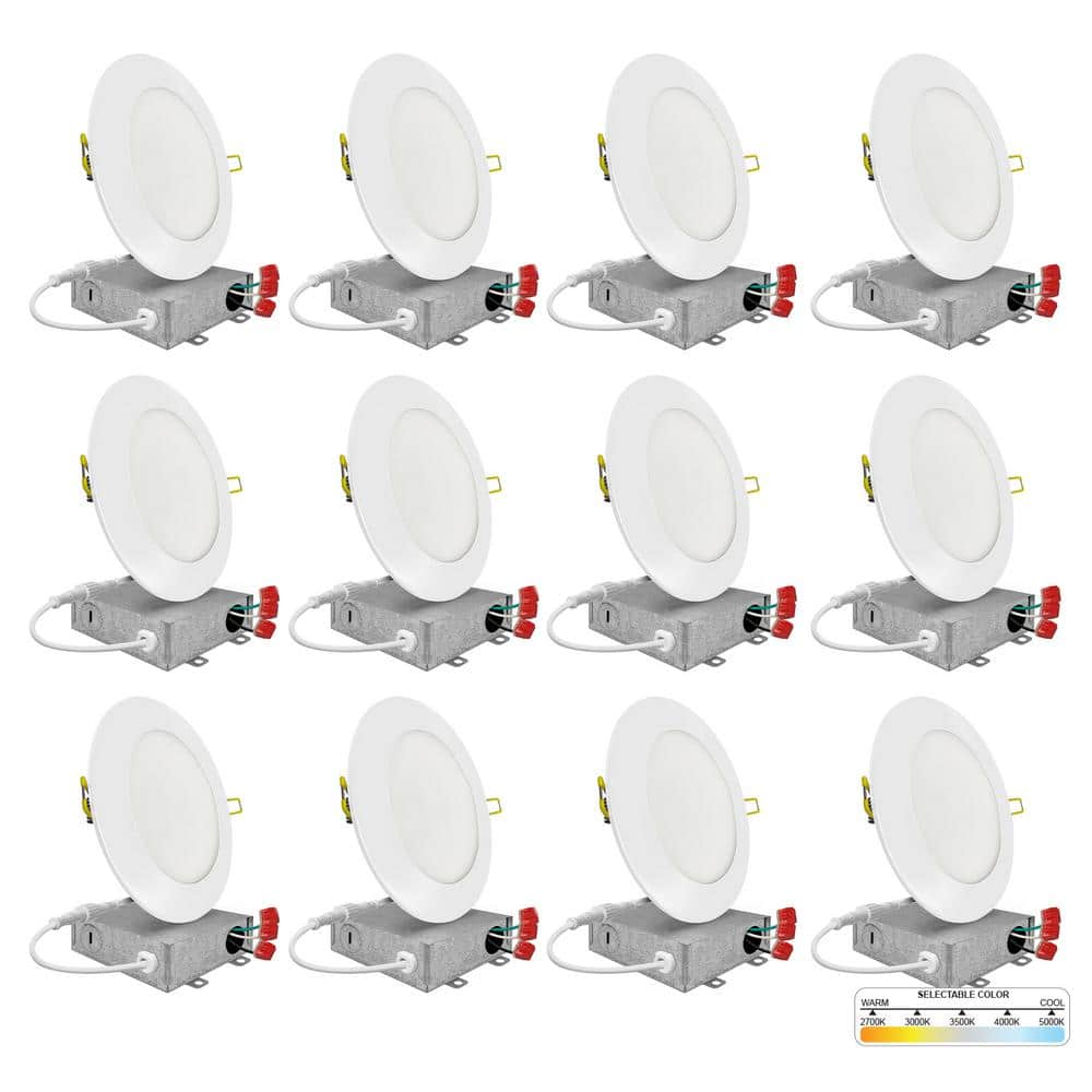 NUWATT 12-Pack 4-Inch White Aluminum LED Recessed Lights