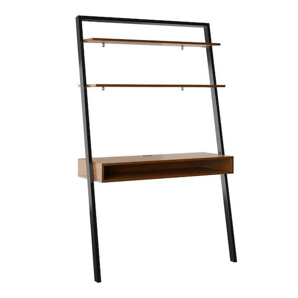 Leaning desk with deals shelves