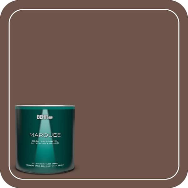 BEHR MARQUEE 1 qt. #N130-7 Double Fudge One-Coat Hide Semi-Gloss Enamel Interior Paint & Primer