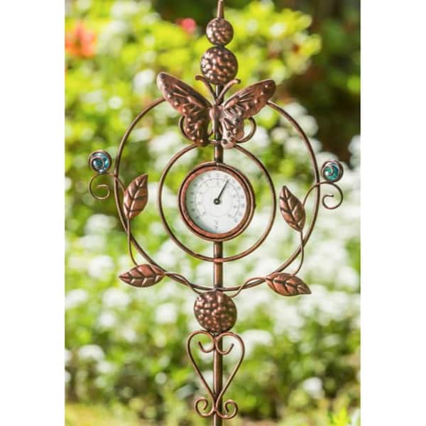 Evergreen Butterfly 32 in. Thermometer Garden Stake