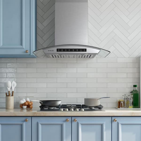 30 in. 900 CFM Ducted Wall Mount Range Hood in Stainless Steel with Glass, LED Light and Remote Control