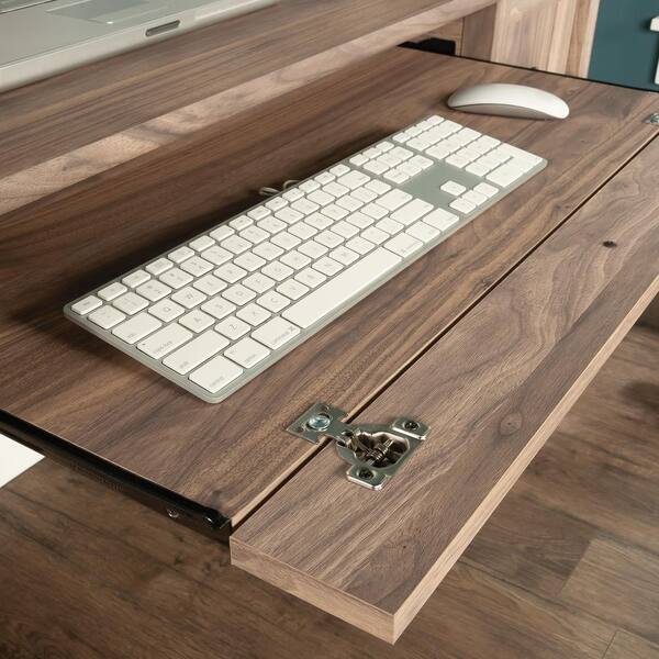 computer desk with flip down keyboard drawer