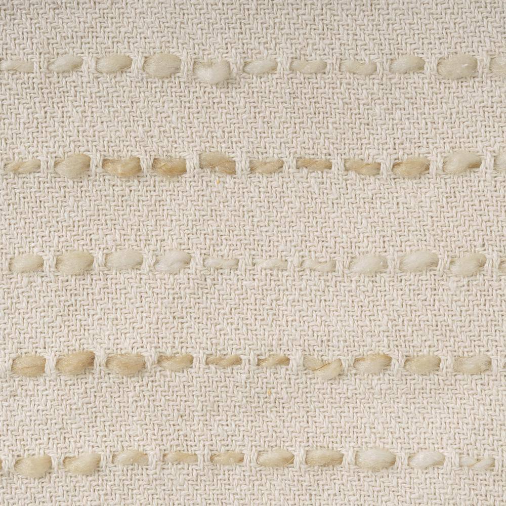 Beige Striped Hand-Woven Cotton Blend Square Throw Pillow