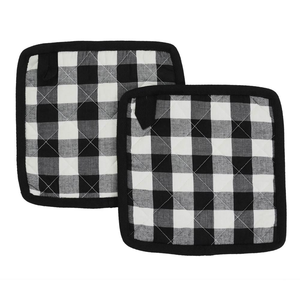 Annie Buffalo Check Black and White Cotton Pot Holder Set
