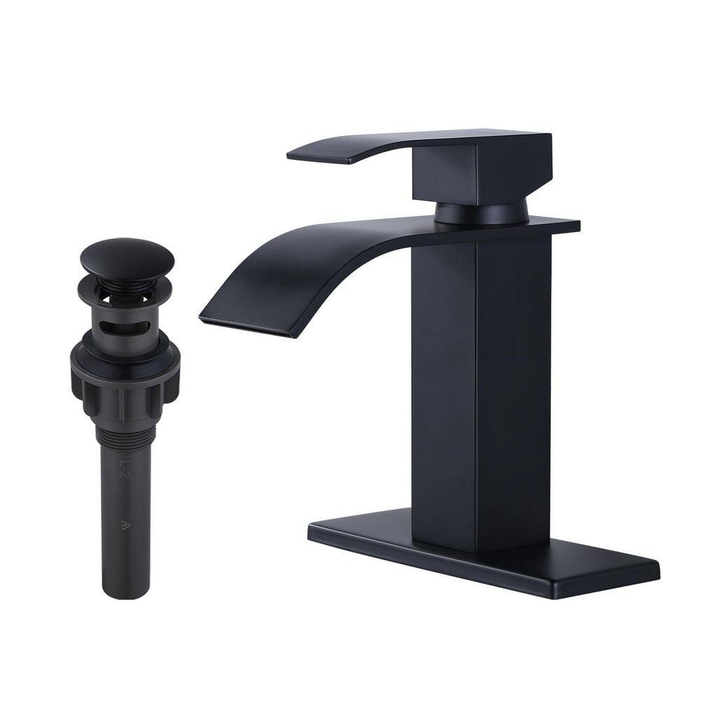 Modern Single Handle Bathroom Sink Faucet, Single Hole Basin Faucet with Deckplate and Supply Lines in Matte Black price history on PriceWatchPro