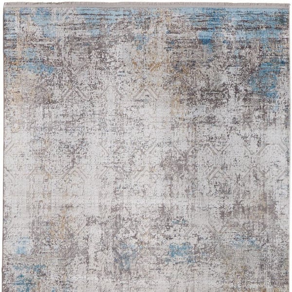 12 ft. x 15 ft. Ivory, Gray, Blue Abstract Area Rug