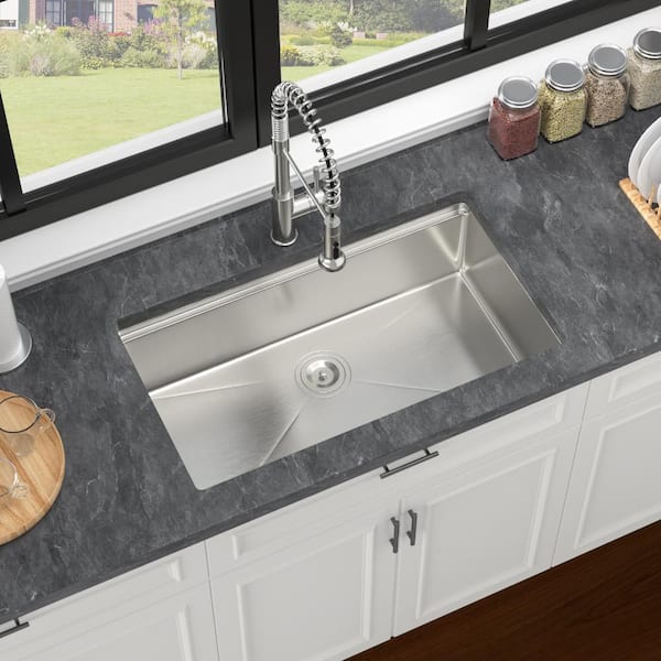 30in Undermount Kitchen Sink 16 Gauge Stainless Steel Ledge Workstation Kitchen Sinks