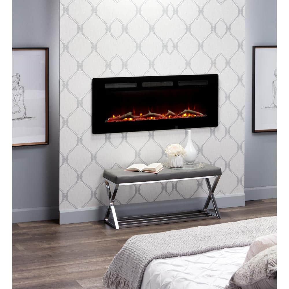 dimplex sierra 48 in. wall/built-in linear electric fireplace in black  sil48 - the home depot
