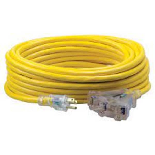Southwire ExtCord, 12/3 SJTW 100 ft. Yellow TriTap LE