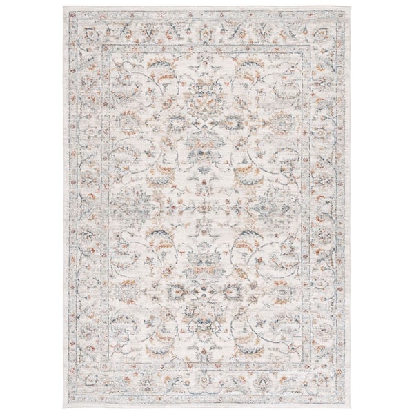 SAFAVIEH Avalon 4 ft. x 6 ft. Ivory/Light Blue Ornate Distressed Border Area Rug