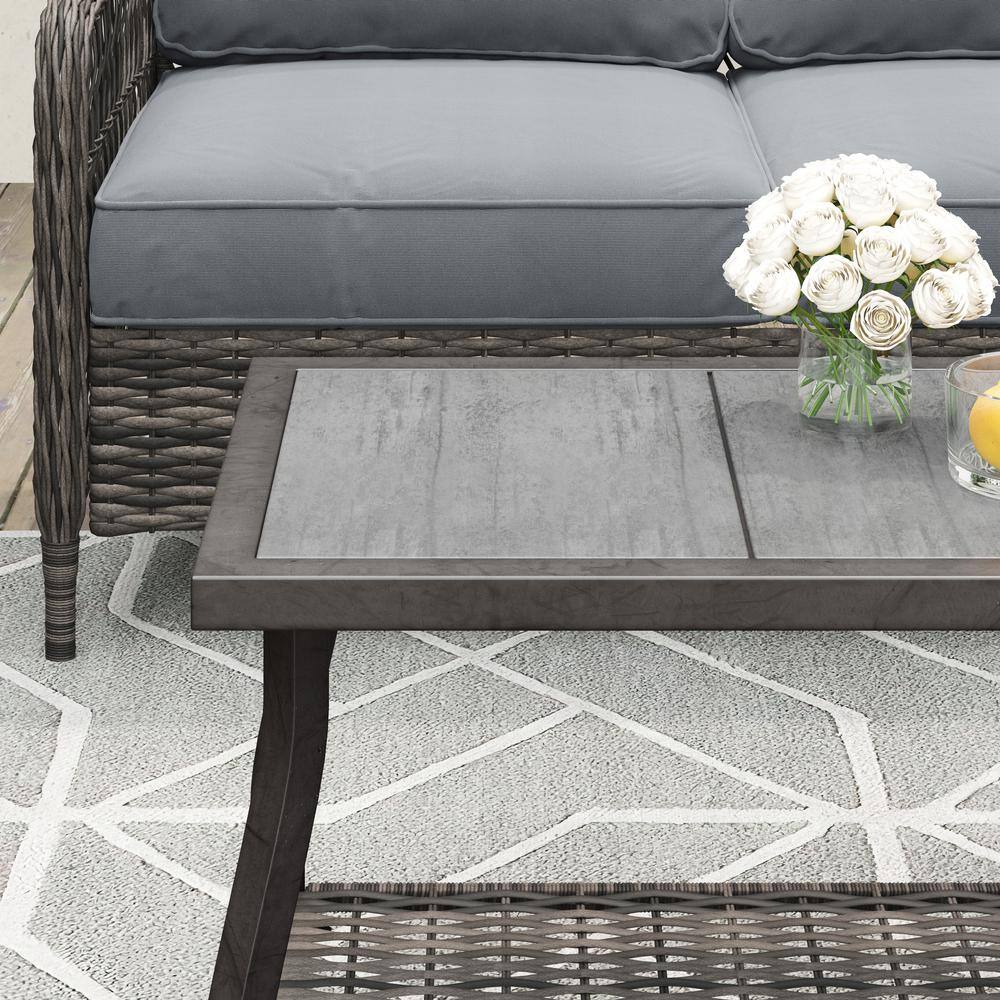 Vasconia 4-Piece Gray Wicker Outdoor Sofa Set with Cushions