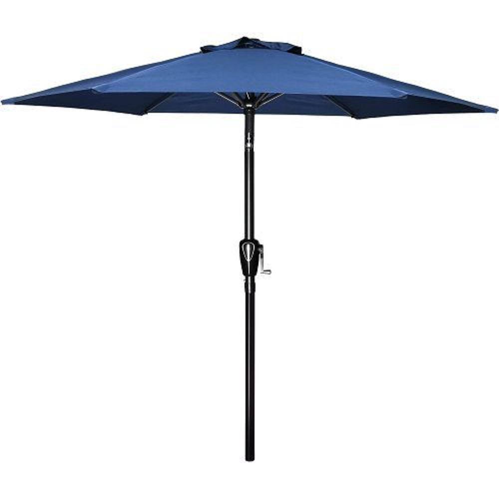 7.5 ft. Aluminum Outdoor Market Patio Umbrella in Blue with Push Button Til