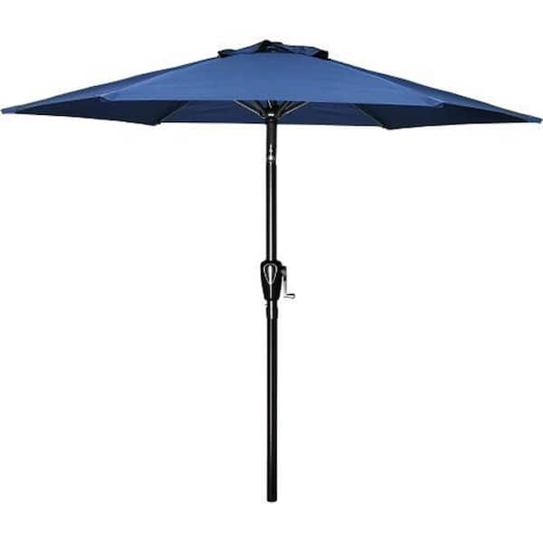 Amucolo 7.5 ft. Aluminum Outdoor Market Patio Umbrella in Blue with Push Button Tilt and Crank lift