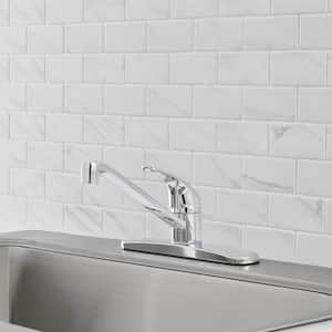 Single Handle Standard Kitchen Faucet in Stainless Steel
