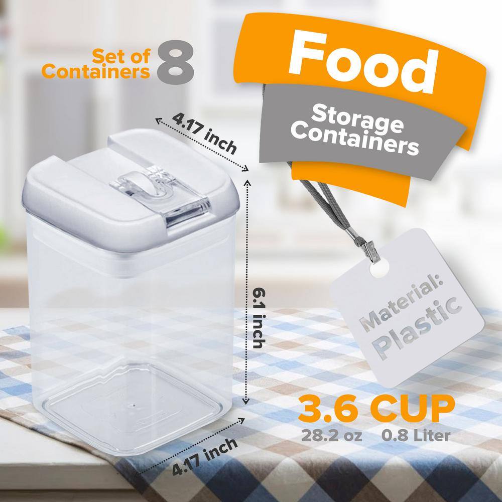 Cheer Collection 8-Piece White Airtight Food Storage Set