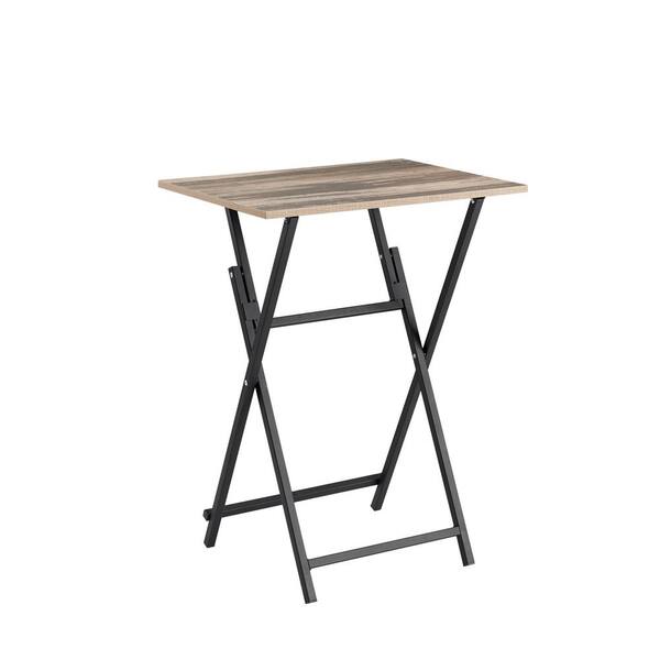 Angel Sar 1-Piece Brown Metal Outdoor Dining Foldable Snack Table