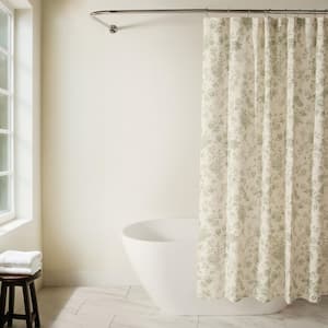 72 in. W x 72 in. L Cotton Blend Floral Print Shower Curtain in Sage Vintage Floral