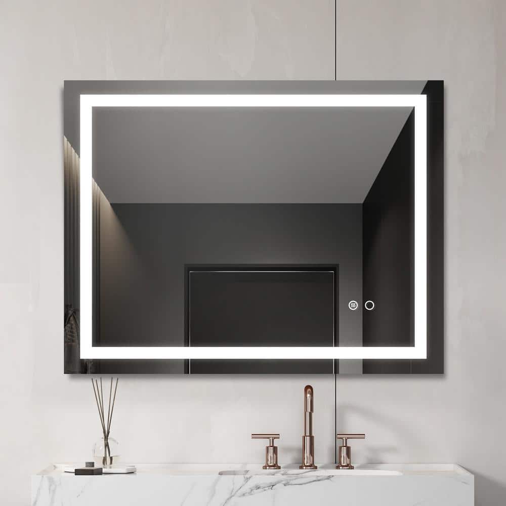36 in. W x 28 in. H Bathroom Mirrors Rectangular Aluminium Framed, Anti-Fog
