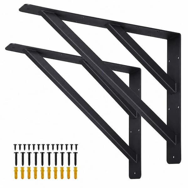 2-Pack 16 in. x 12 in. Metal Countertop Support Brackets, Wall Mounted Floating Shelf Bracket