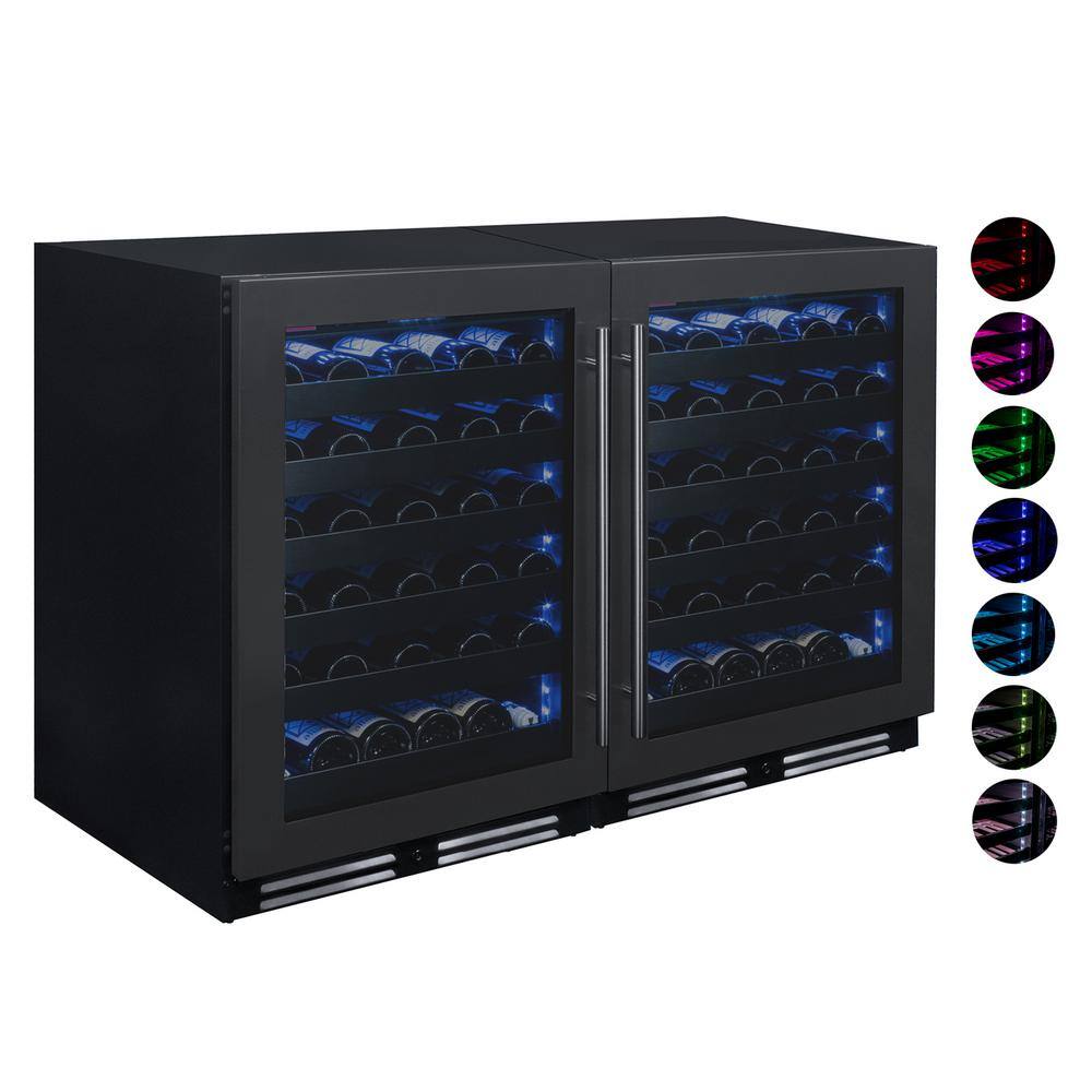 100-Bottle Black Stainless Steel Dual Zone Wine Refrigerator
