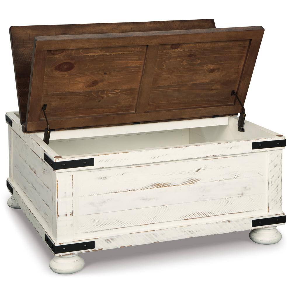 Modern Farmhouse 36" Square Lift-Top Coffee Table in Brown/White
