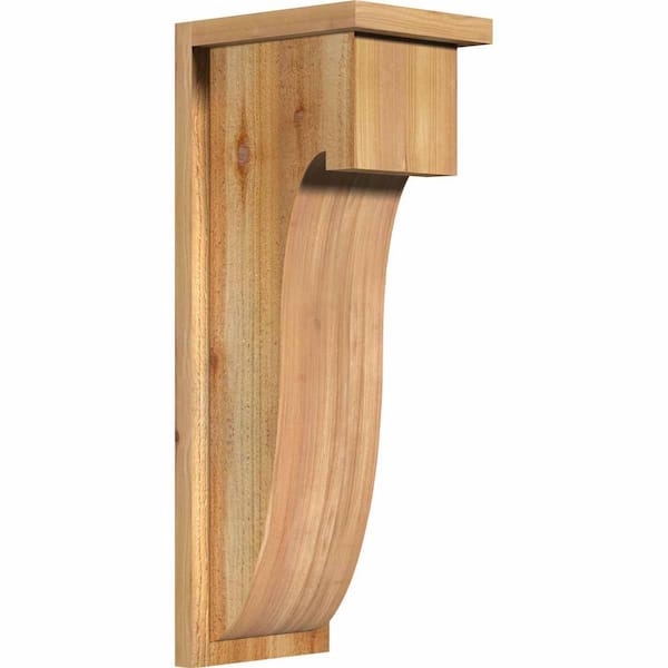 Ekena Millwork 8 in. x 10 in. x 26 in. Western Red Cedar Del Monte Rough Sawn Corbel with Backplate