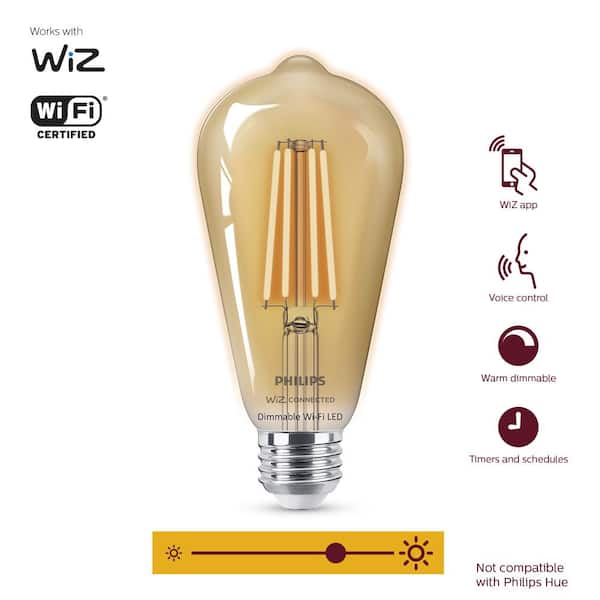 Amber ST19 LED 40-Watt Equivalent Dimmable Smart Wi-Fi Wiz Connected Wireless Light Bulb Amber ST19 LED 40-Watt Equivalent Dimmable Smart Wi-Fi Wiz Connected Wireless Light Bulb