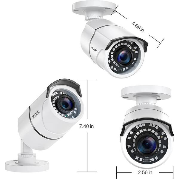 ZOSI Wired 1080p White Outdoor Bullet TVI Security Camera