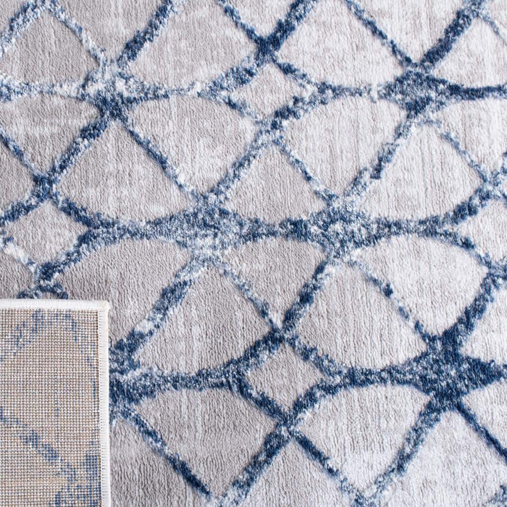 Amelia 8' x 10' Grey and Navy Geometric Area Rug