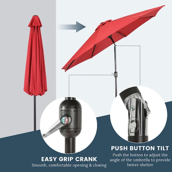 Tristen 9 ft. Aluminum Tilt Patio Umbrella in Red
