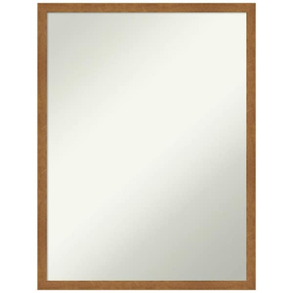 Amanti Art Carlisle Blonde Narrow 19 in. H x 25 in. W Wood Framed Non-Beveled Wall Mirror in Brown