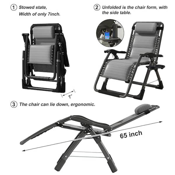 BOZTIY Folding Zero Gravity Metal Frame Recliner Outdoor Lounge 