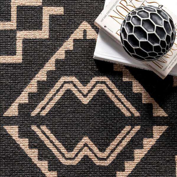 スマートフォン/携帯電話 スマートフォン本体 nuLOOM Fawn Ethnic Jute Tassel Black 5 ft. x 8 ft. Indoor Area Rug 
