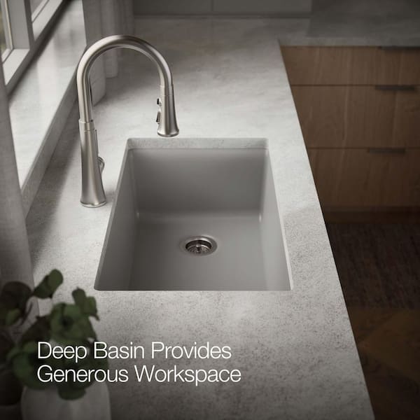 KOHLER Kennon Matte Grey Solid Surface 33 in. Single Bowl Drop-In