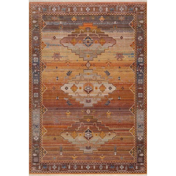 Gia Southwestern Sierra Multi-color 5 ft. x 8 ft. Medallion Polyester Area Rug