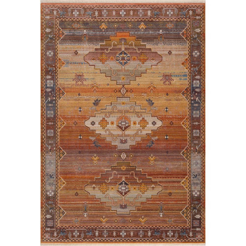 Gia Southwestern Sierra Multi-color 8 ft. x 10 ft. Medallion Polyester Area