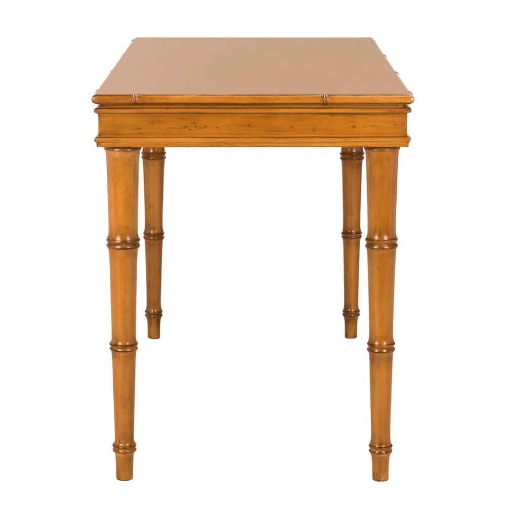 Transitional Bamboo-Inspired Single Drawer Writing Desk - Brown