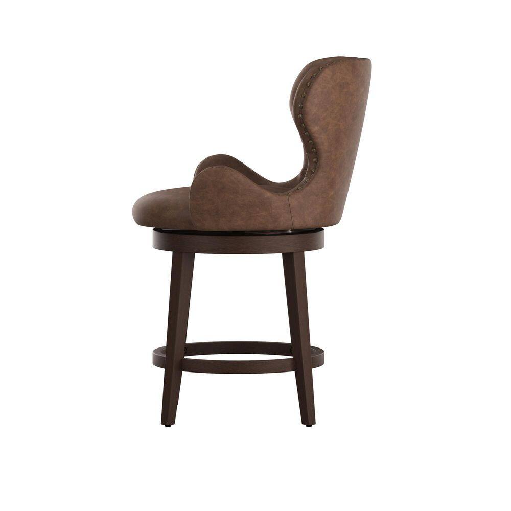 Mid-City 26" Brown Faux Leather Swivel Counter Stool