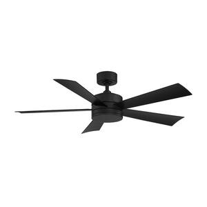 Wynd 52 in. Integrated LED Indoor/Outdoor Matte Black 5-Blade Smart Ceiling Fan with Light Kit and Remote