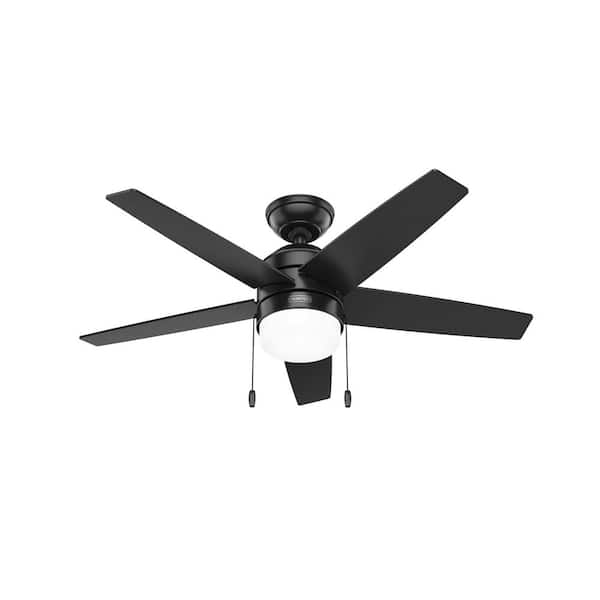 Hunter Bardot 44 in. Indoor Matte Black Ceiling Fan with Light Kit Included