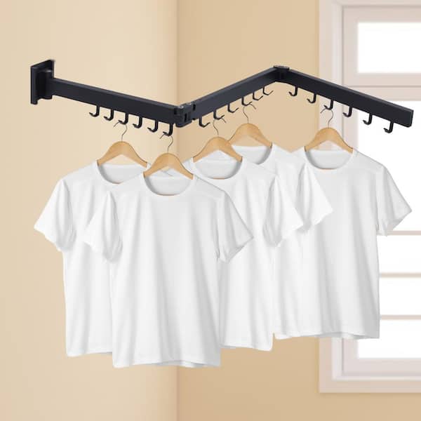 URTR Black Clothing Garment Rack with Shelves, Metal Cloth Hanger Rack  Stand Clothes Drying Rack for Hanging Clothes T-01311-BK - The Home Depot