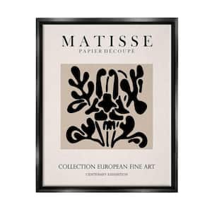 Contemporary Black Floral Design Matisse Typography by Ros Ruseva Floater Frame Abstract Wall Art Print 21 in. x 17 in.